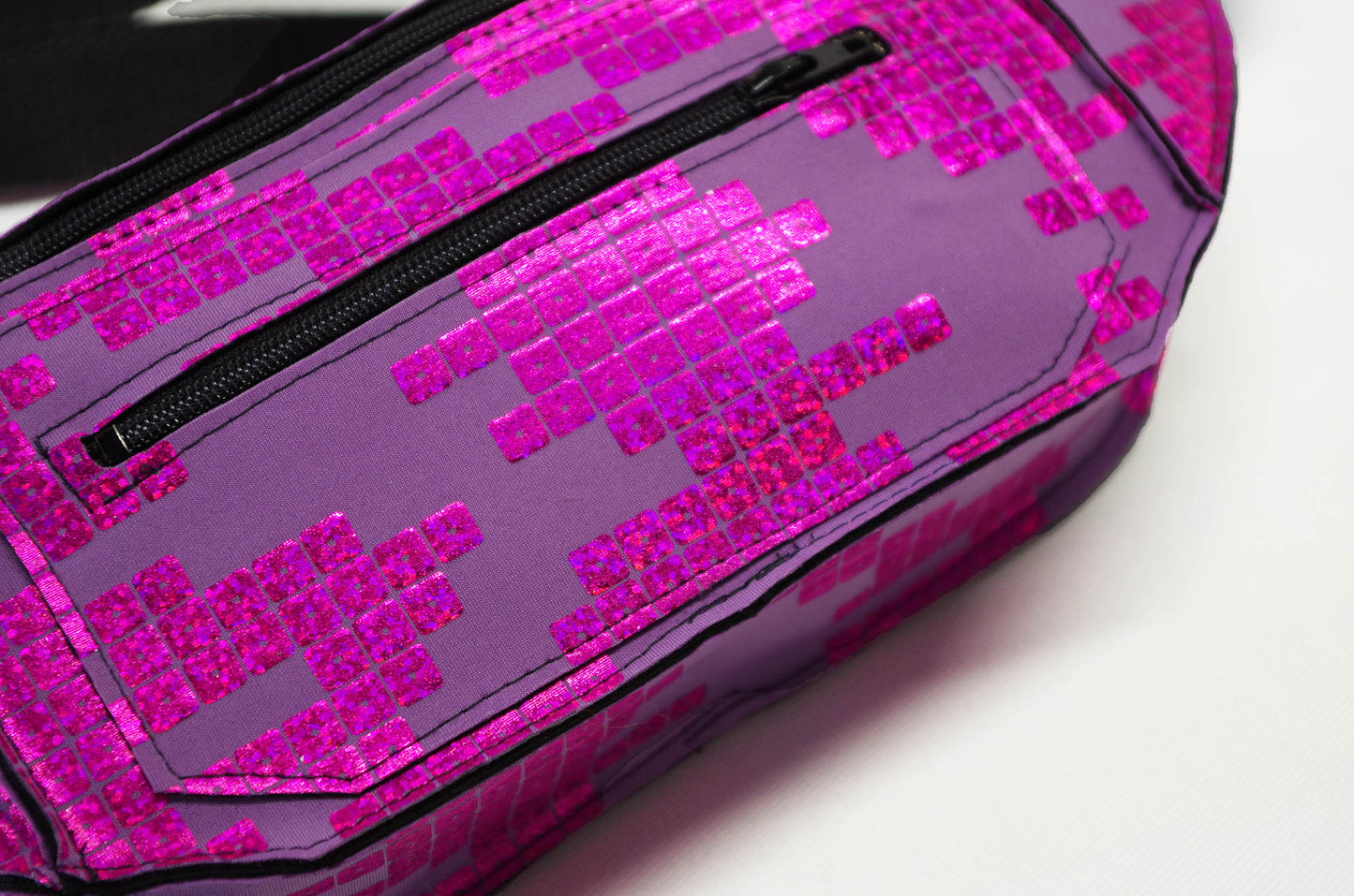Festival Fanny Pack in Fuchsia Sequin Print on Purple