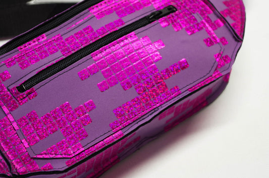Festival Fanny Pack in Fuchsia Sequin Print on Purple