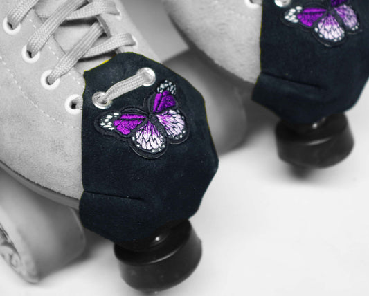 Durable Suede Toe Caps Black with Purple Butterfly