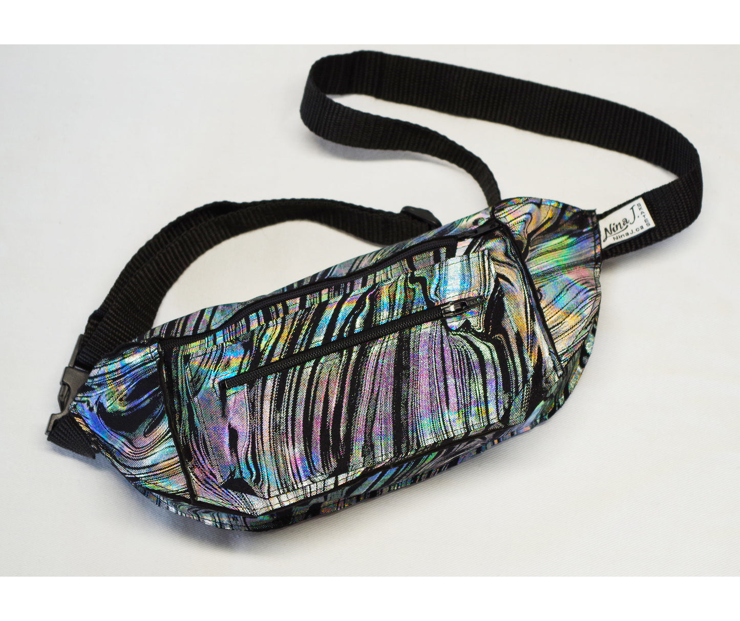 Holographic Silver Marble Fanny Pack