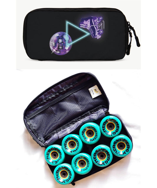 Roller Skates Wheel Bag with Disco Ball Print