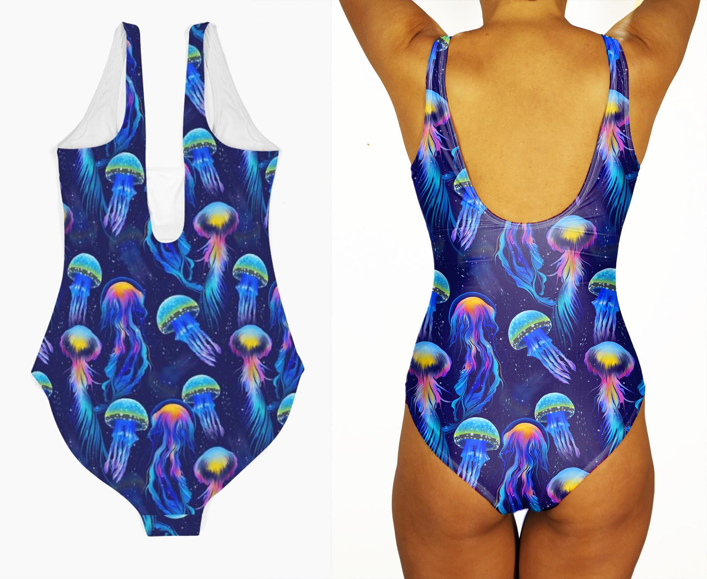 Jellyfish Print Festival One-Piece Swimsuit:  Rave Outfits