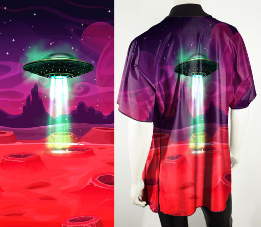 Sci Fi Kimono-Style Draped Jacket