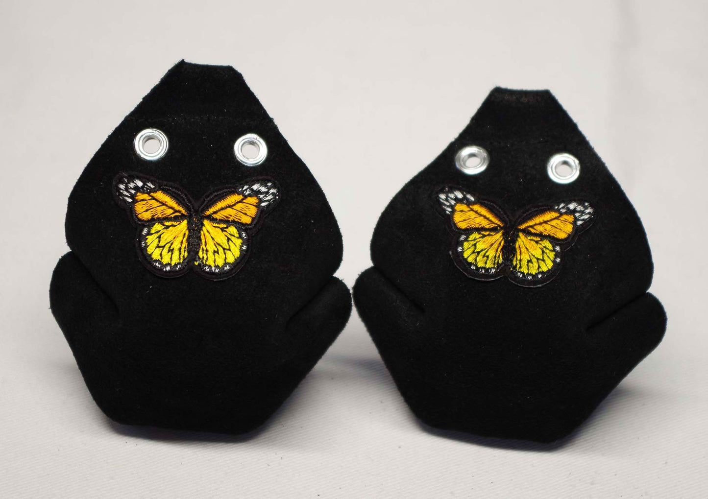 Durable Suede Toe Caps Black with Golden Yellow Butterfly