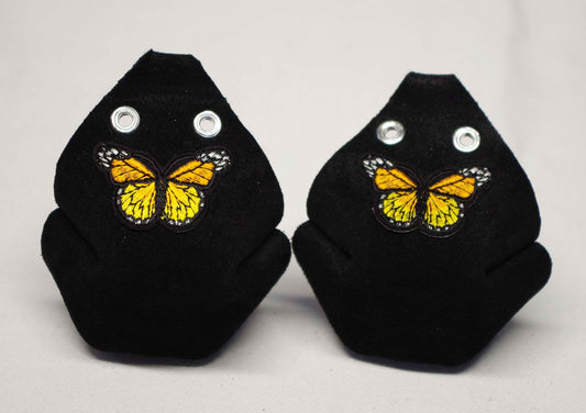 Durable Suede Toe Caps Black with Golden Yellow Butterfly