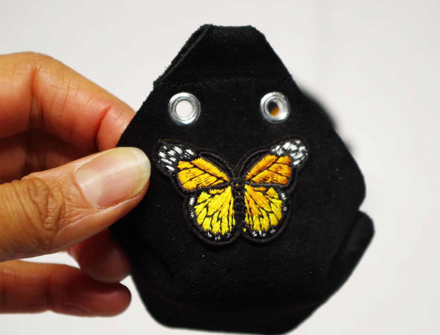 Durable Suede Toe Caps Black with Golden Yellow Butterfly