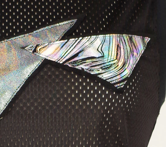 Festival Mesh Top with Silver Holographic Triangles