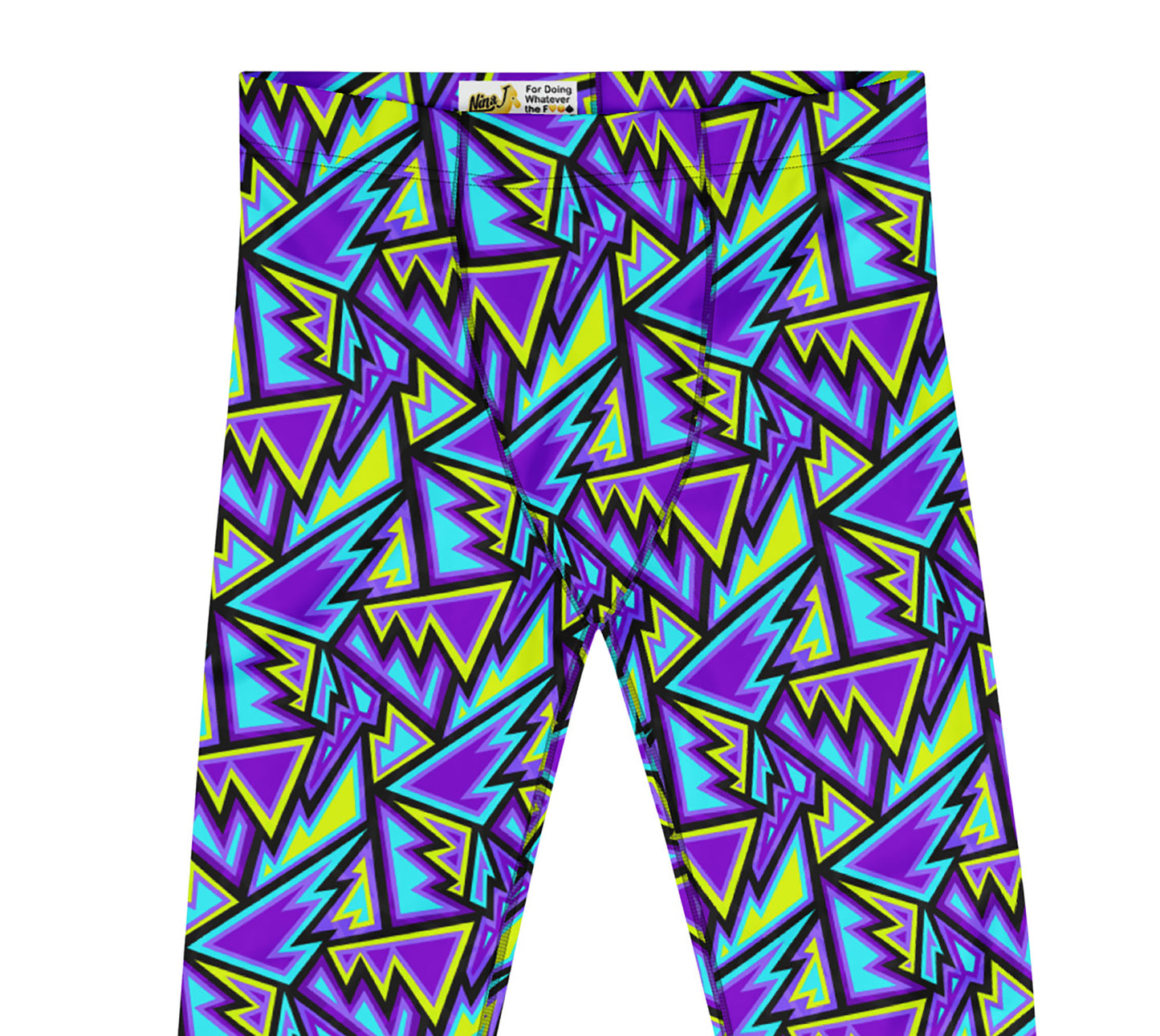 Retro 90s Geometric Print Leggings in Purple and Teal