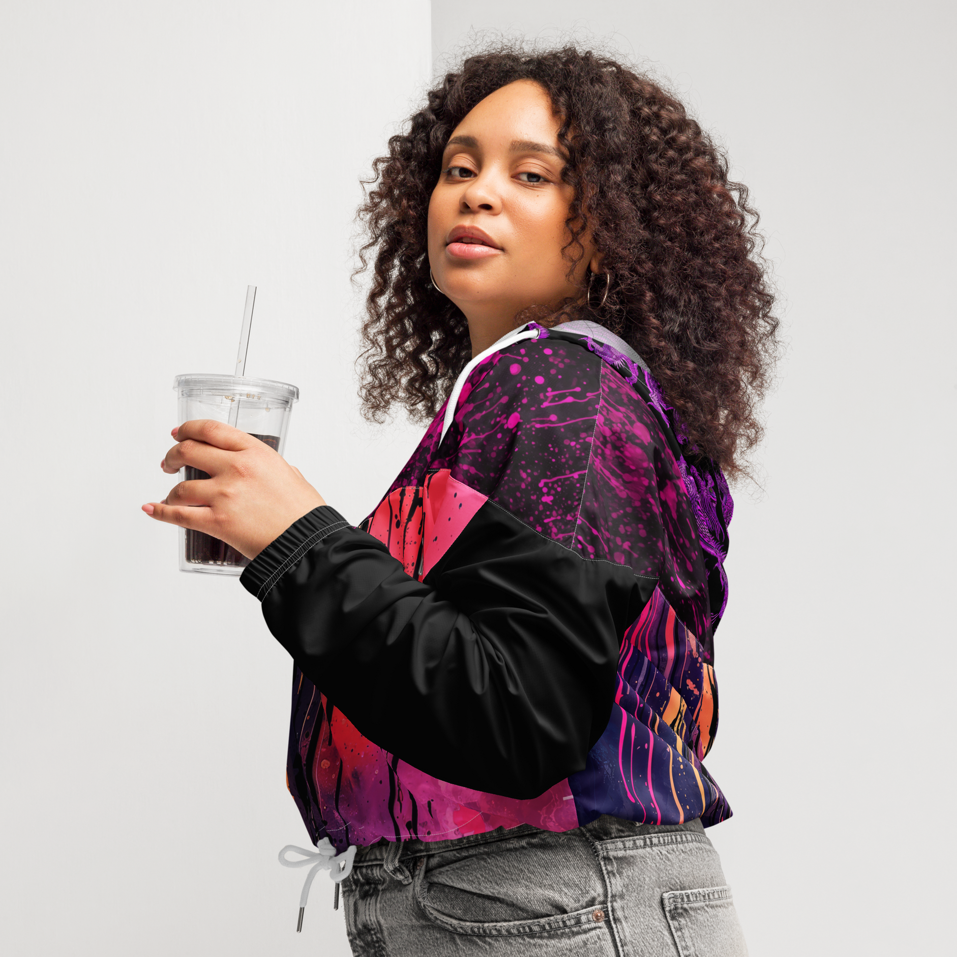[DNSR] Nylon Crop Windbreaker /追跡付 Urban Women's Orange Black Cropped Windbreaker – Shop