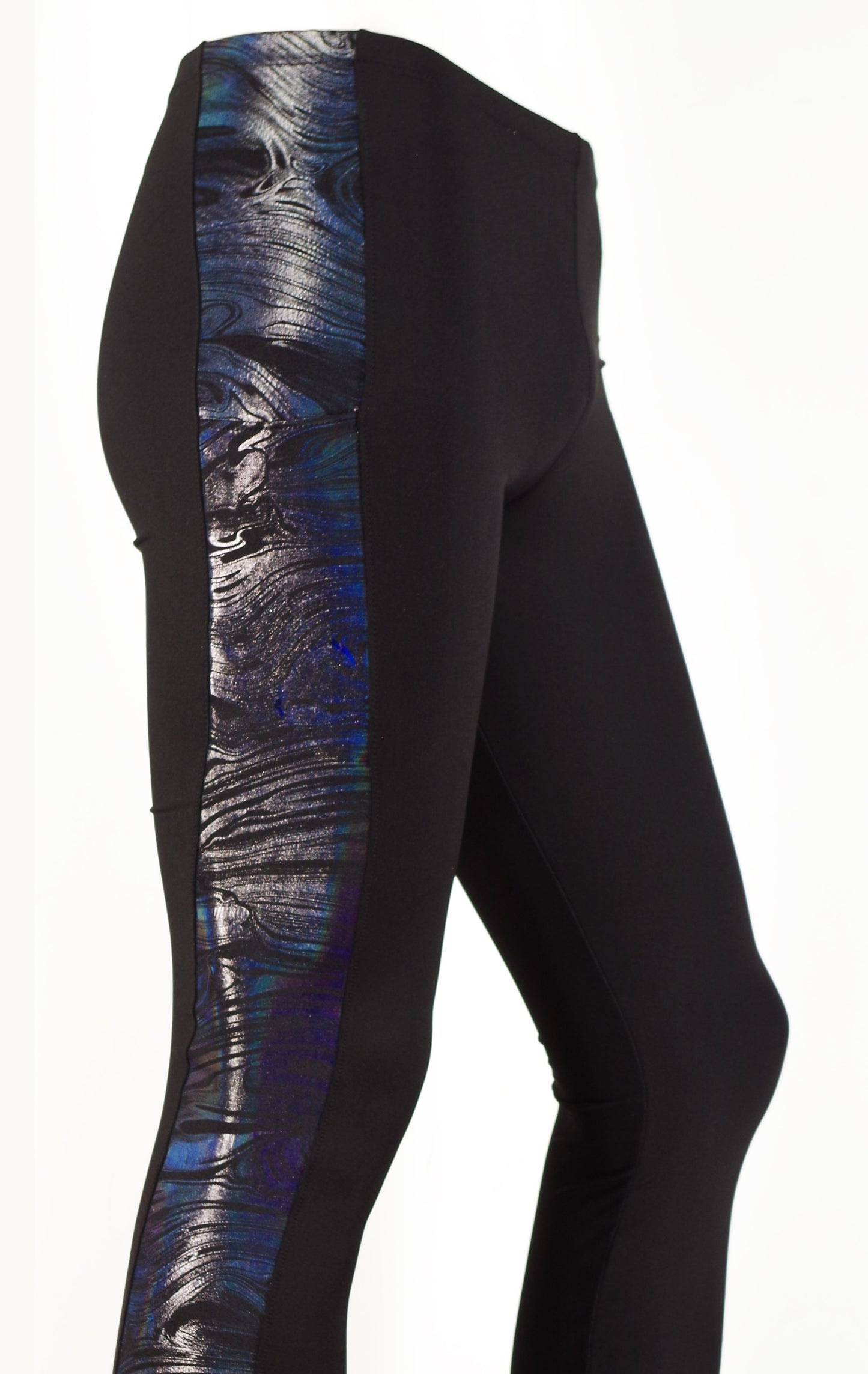 Meggings or Mens Running Tights with Iridescent Black Strip and Phone Pocket