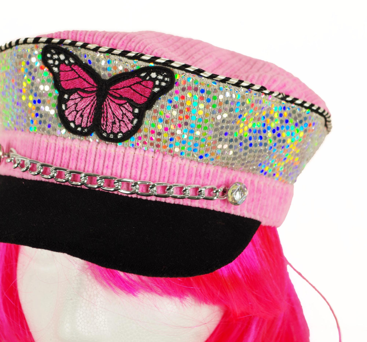 Pink Butterfly Soft Captain's Hat