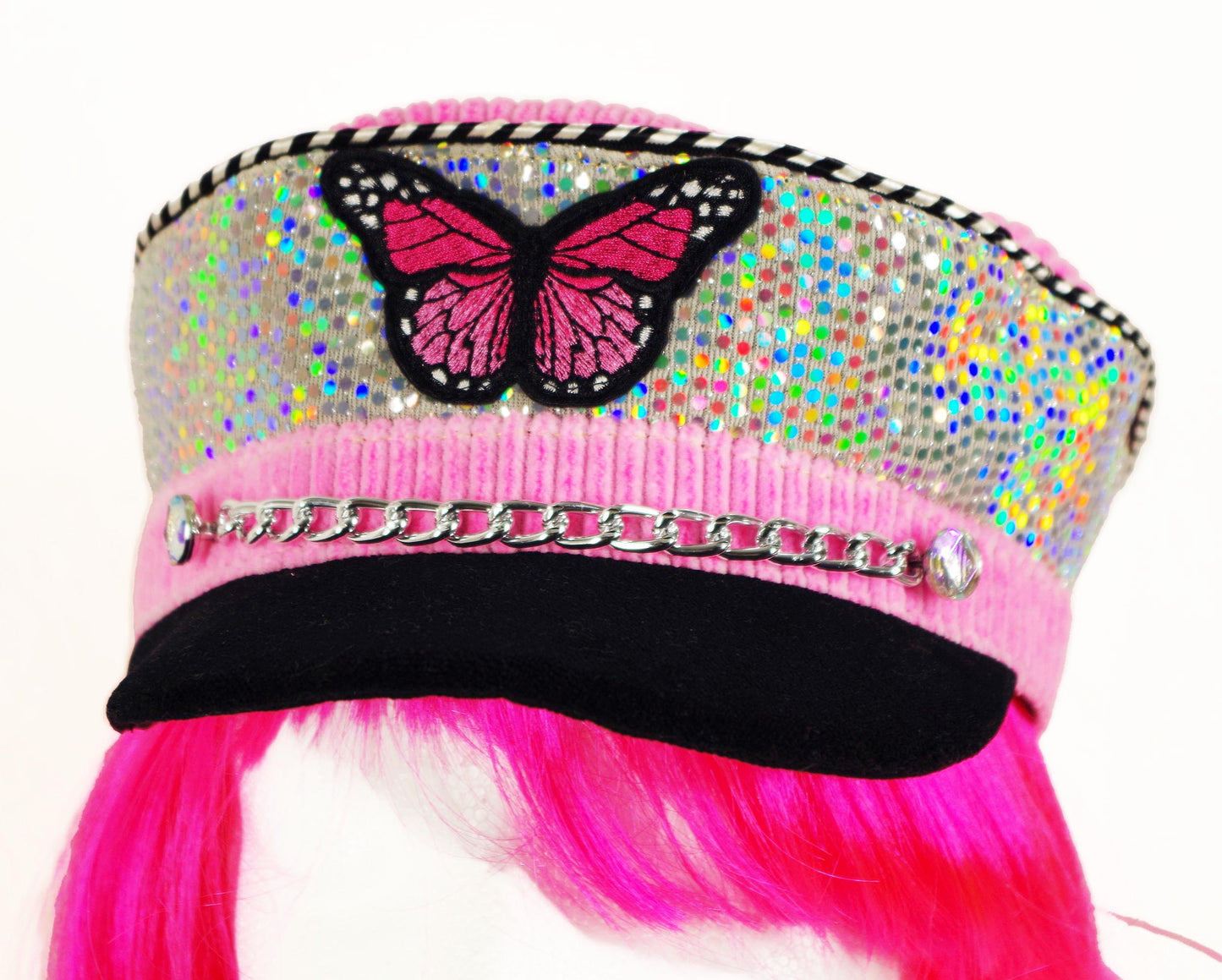 Pink Butterfly Soft Captain's Hat