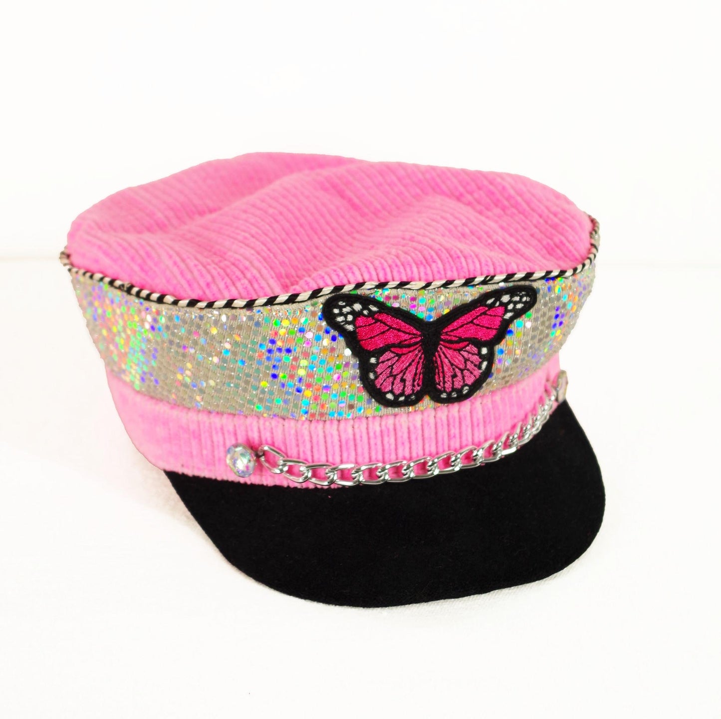 Pink Butterfly Soft Captain's Hat