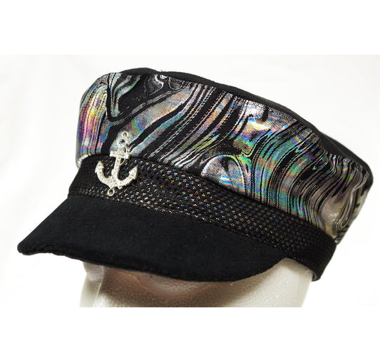 Holographic Silver Soft Captain's Hat