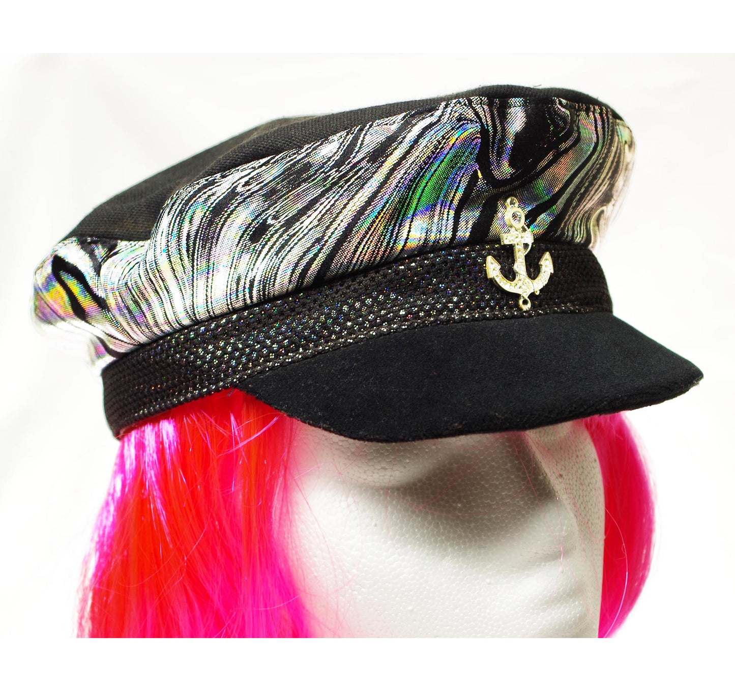 Holographic Silver Soft Captain's Hat