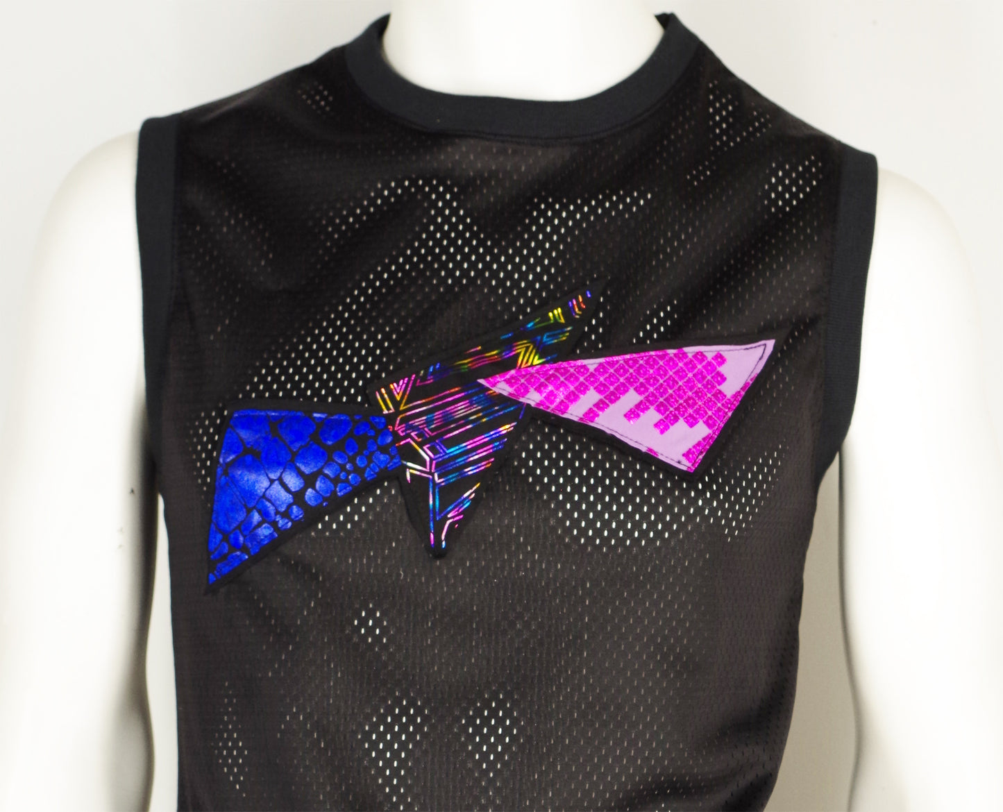 Festival Mens Outfit Meggings and Mesh Top Geometric