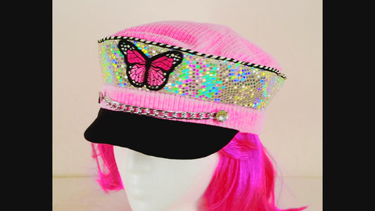 Pink Butterfly Soft Captain's Hat