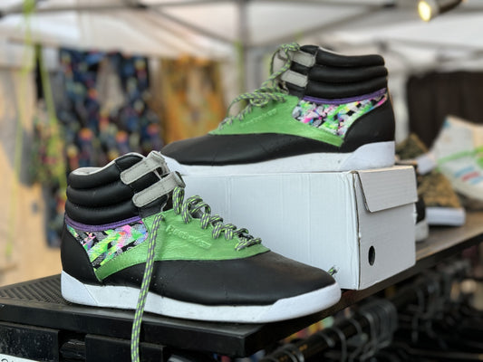 Handpainted Classic Hi Top Sneakers for Festivals and Raves, W Size 9 or 10