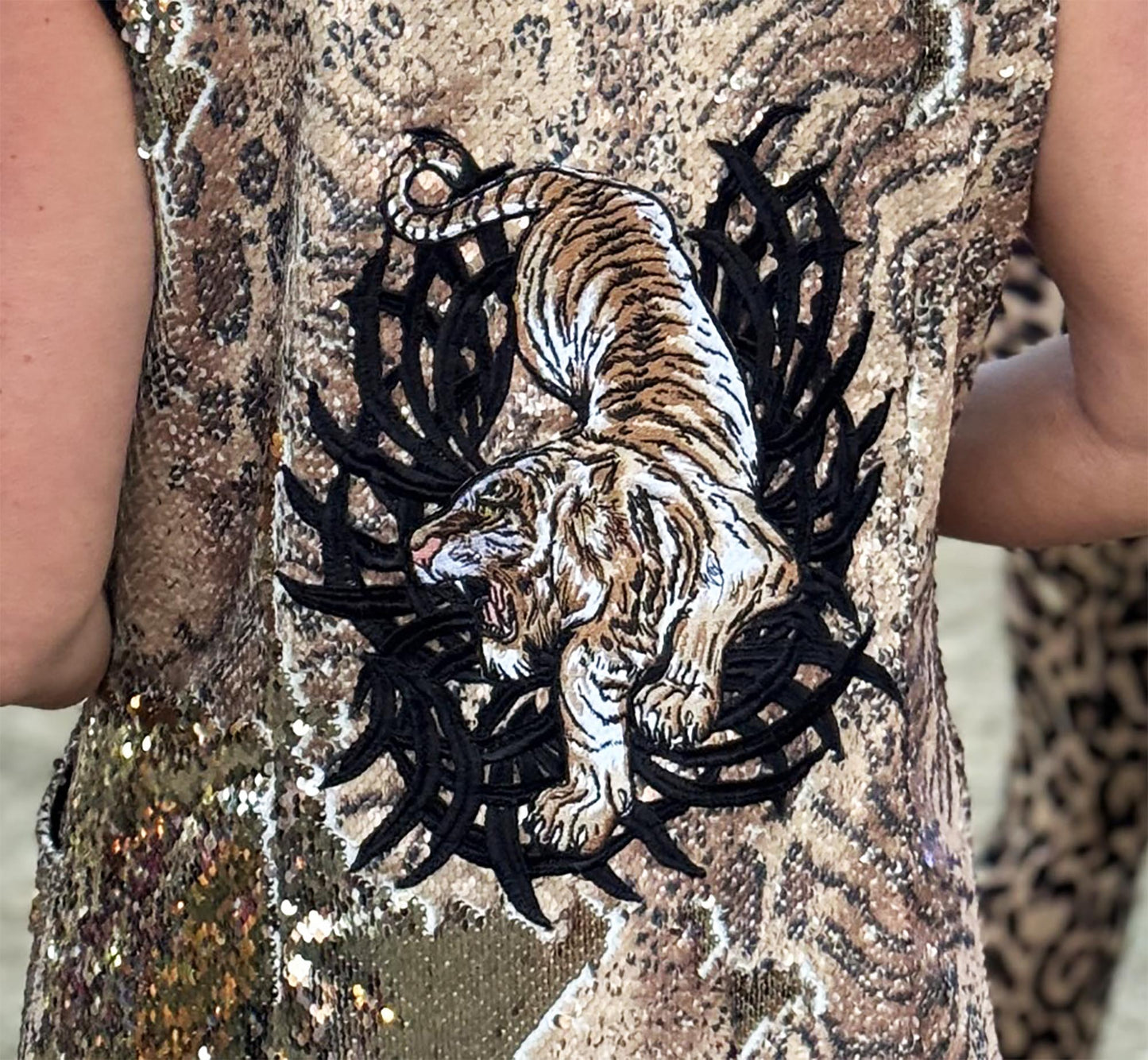 Handmade Flip Sequin Hooded Tiger Duster