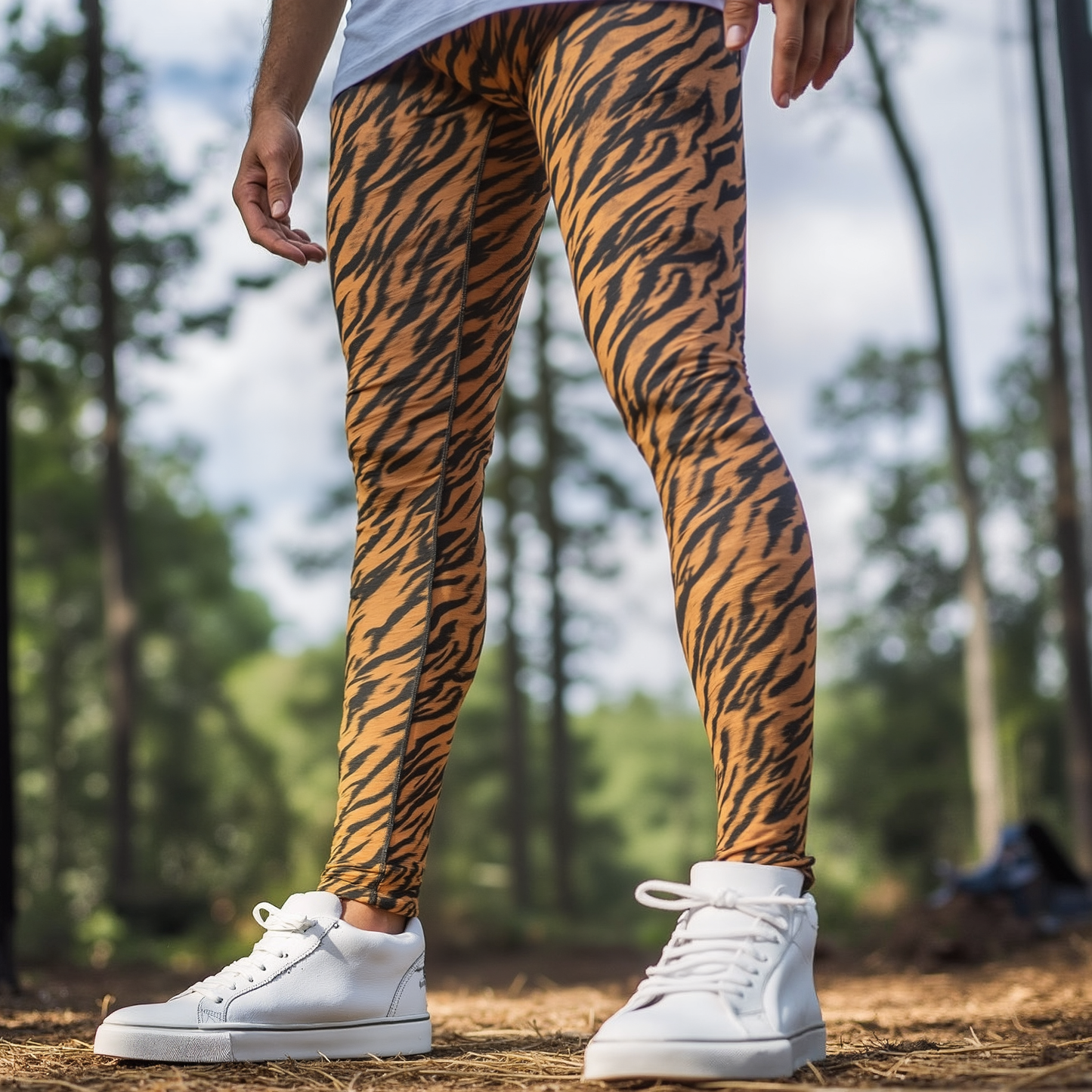 Fur Print Tiger Stripe Festival Meggings Men's Leggings