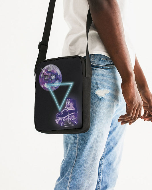 Cross Body Bag with Roller Skates and Disco Ball Messenger Pouch