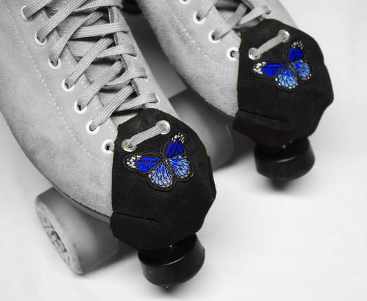 Durable Suede Toe Caps Black with Blue Butterfly