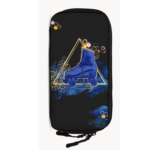 Roller Skates Wheel Bag with Blue and Gold Triangles & Honeycombs