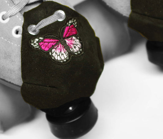 Durable Suede Toe Caps Black with Fuchsia Pink Butterfly