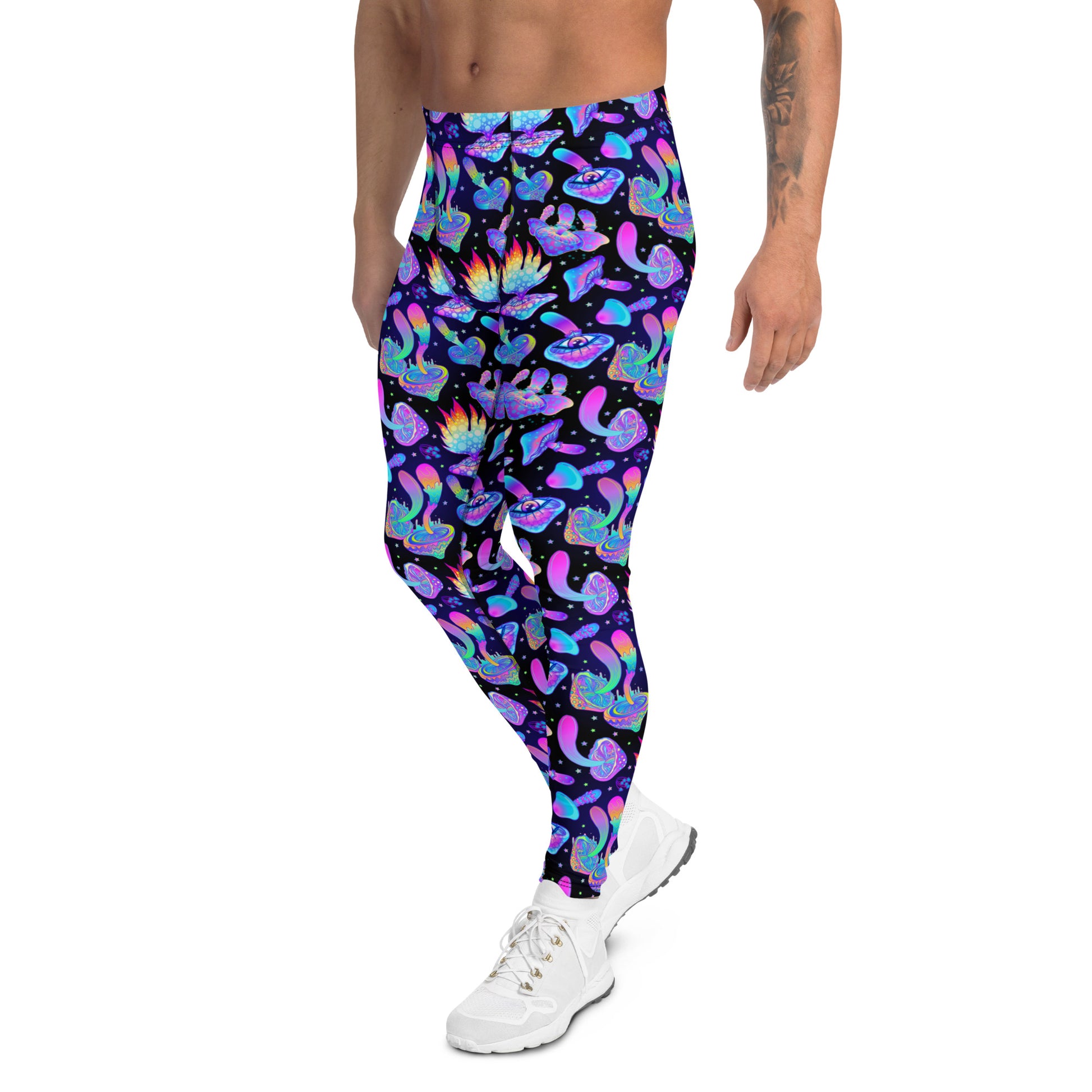 Rave Meggings Trippy Isometric Men's Leggings, Geometric Yoga Pants Male,  Colorful Festival Trousers, Crazy Pattern Tights, Festival Gear 