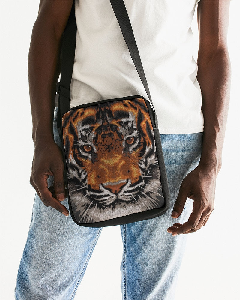 Cross Body Bag with Fierce Tiger Face Messenger Pouch