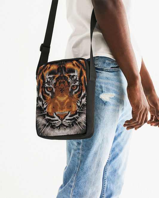 Cross Body Bag with Fierce Tiger Face Messenger Pouch