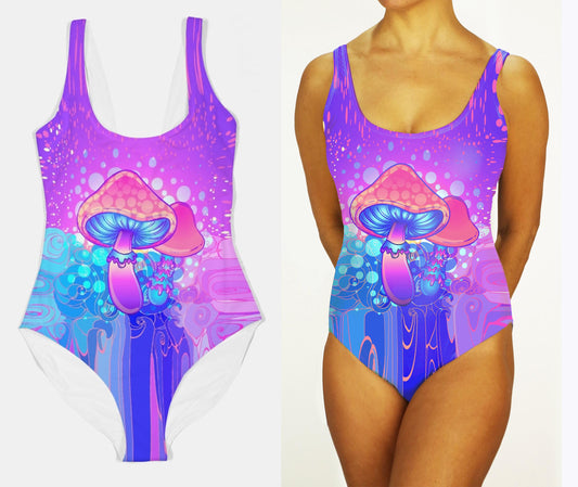 Trippy Mushrooms Swimsuit One Piece:  Women's Rave Outfits