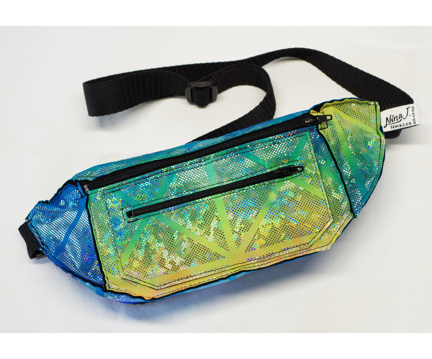 Holographic Unicorn Festival Fanny Pack in Green