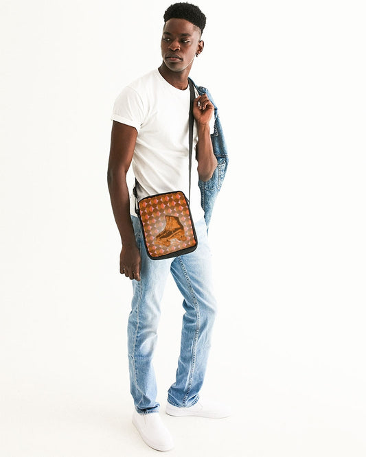 Cross Body Bag in 70s Orange with Retro Roller Skates Messenger Pouch