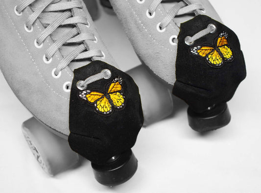 Durable Suede Toe Caps Black with Golden Yellow Butterfly