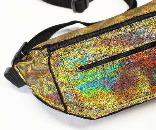 Gold Fanny Pack Iridescent Holographic for Festivals