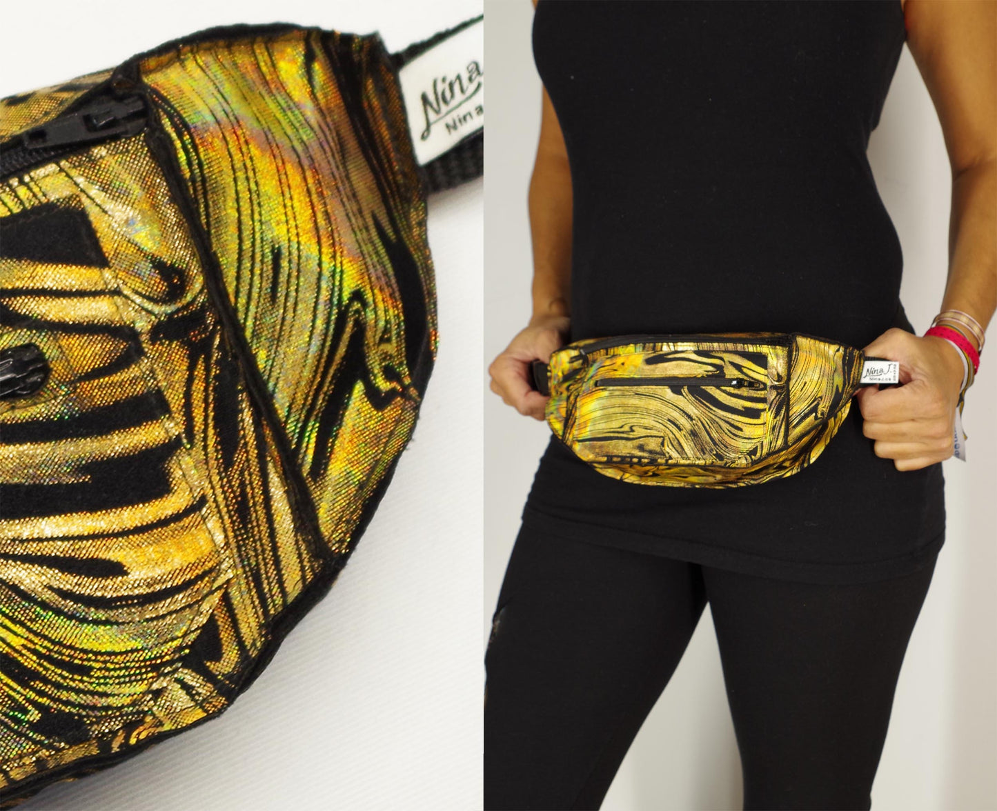 Festival Fanny Pack in Gold Iridescent Marble