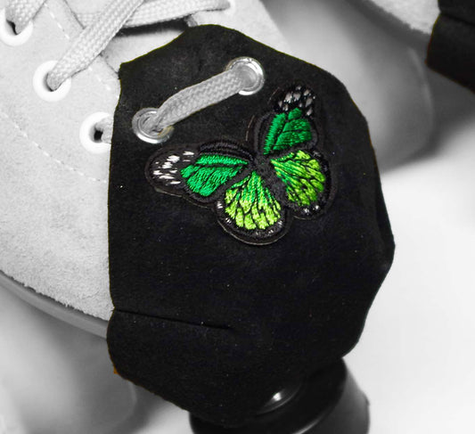 Durable Suede Toe Caps Black with Green Butterfly