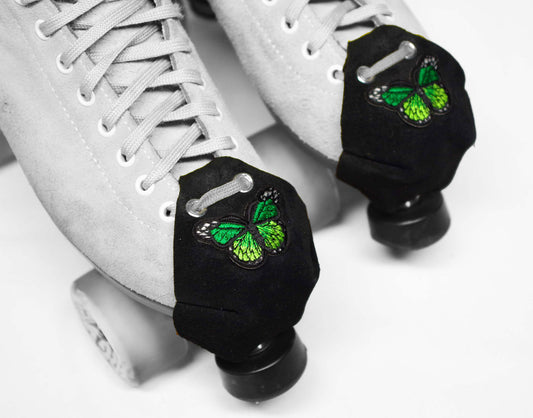 Durable Suede Toe Caps Black with Green Butterfly