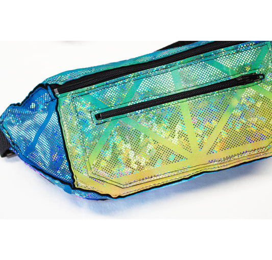 Holographic Unicorn Festival Fanny Pack in Green