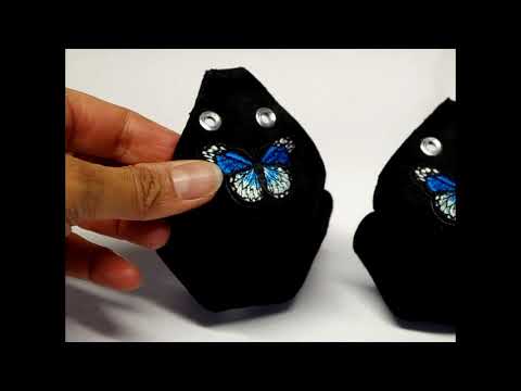 Durable Suede Toe Caps Black with Pool Blue Butterfly
