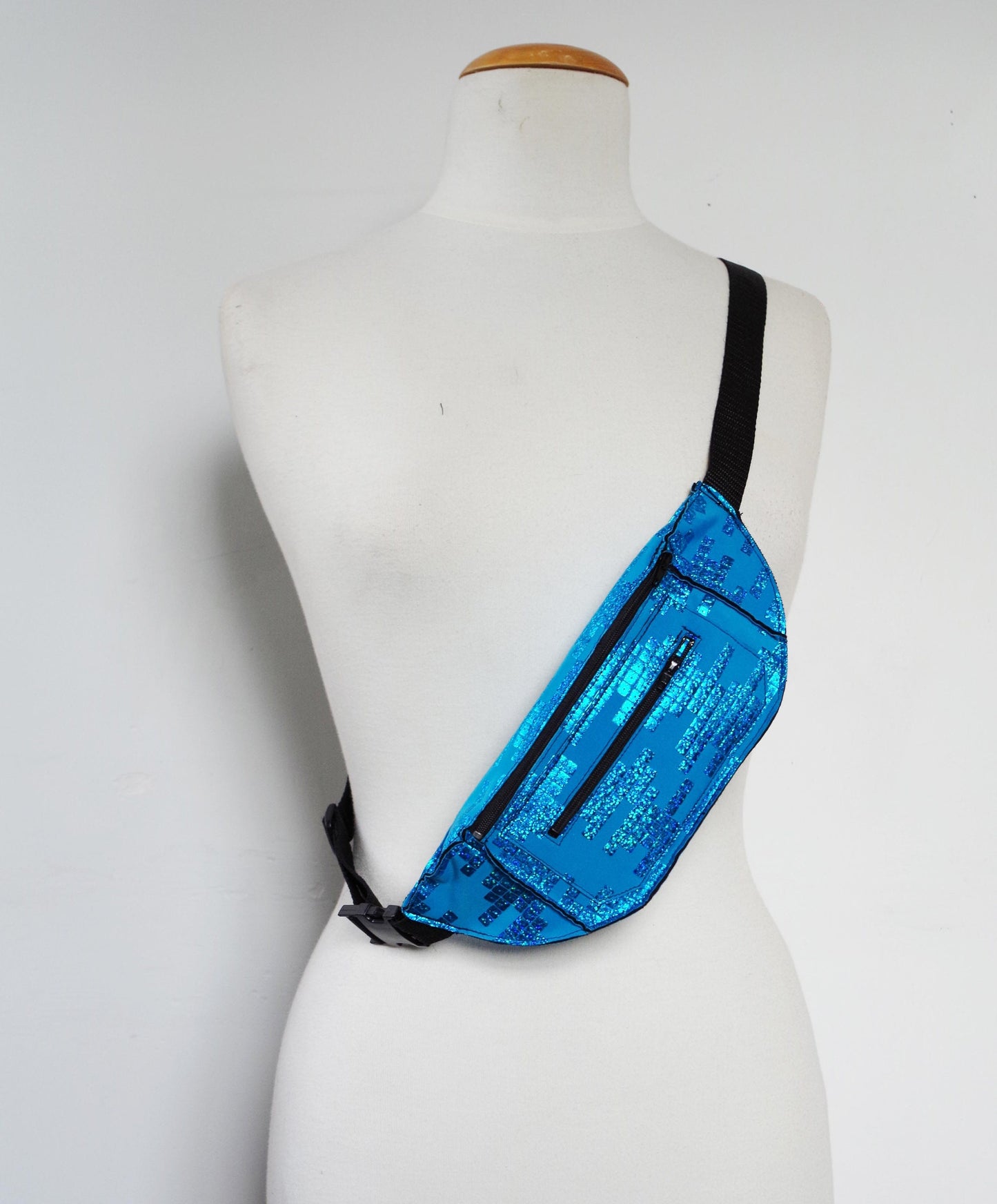 Turquoise Sequin Print Fanny Pack