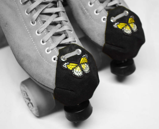 Durable Suede Toe Caps Black with Lemon Yellow Butterfly