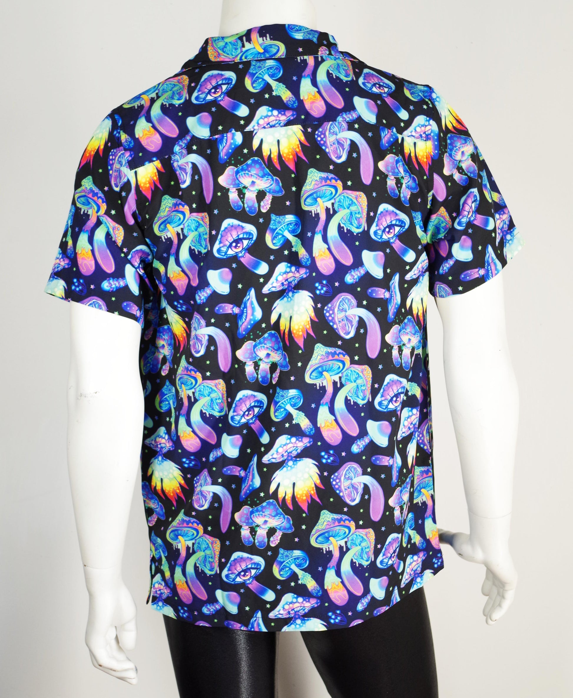 Trippy Blue Mushroom Hawaiian Shirt Button up Mens Shirt Fun -  Denmark