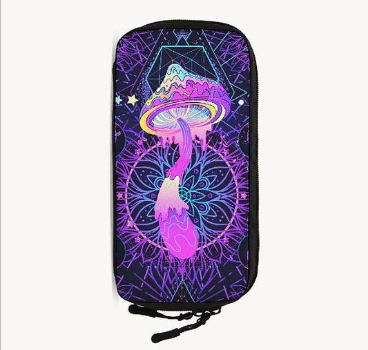 Roller Skates Wheel Bag:  Pink Mushroom Print with Sacred Geometry