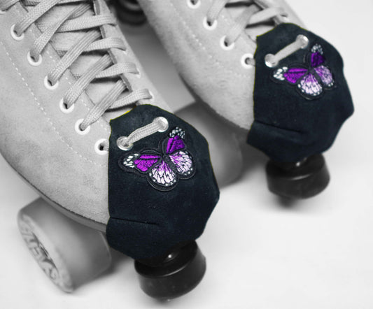 Durable Suede Toe Caps Black with Purple Butterfly