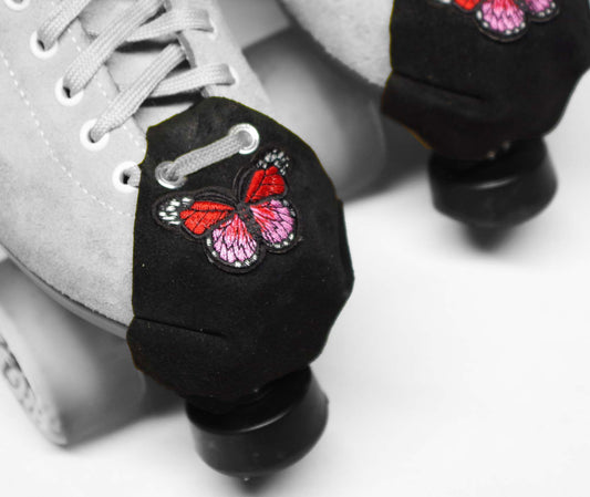 Durable Suede Toe Caps Black with Red and Pink Butterfly