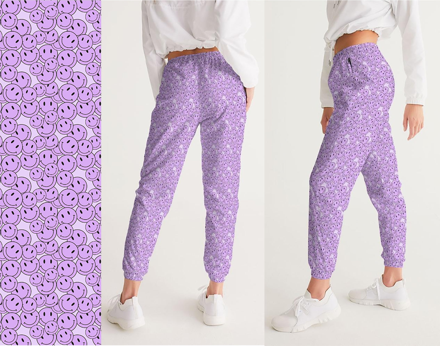 Retro Rave Smiley Faces Lilac Track Pants