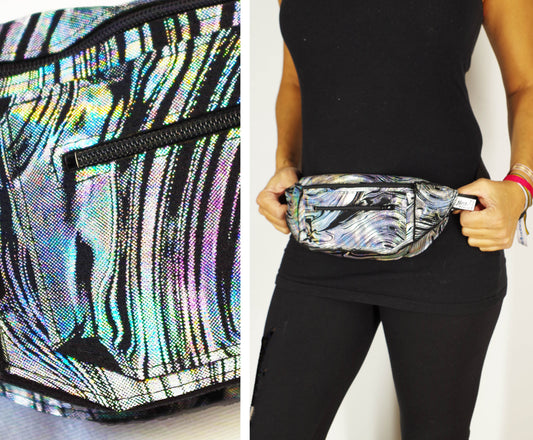 Holographic Silver Marble Fanny Pack