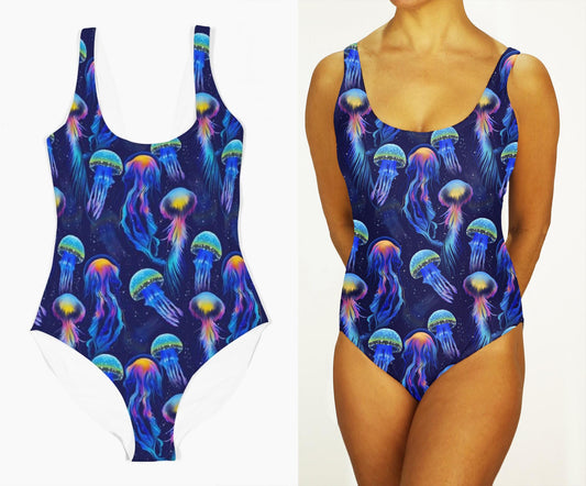 Jellyfish Print Festival One-Piece Swimsuit:  Rave Outfits